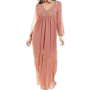 Chaser Women's S Pink Beaded Star Maxi Dress V-Neck Party‎ Cocktail
